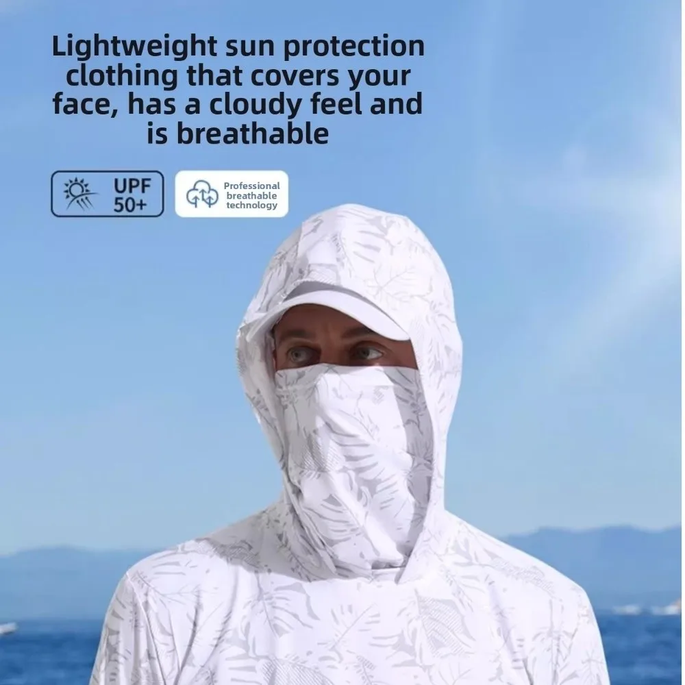 

Дизайнерская рубашка с капюшоном для рыбалки, летняя маска, тканевая уличная толстовка с капюшоном, легкий материал, солнцезащитный трикотаж