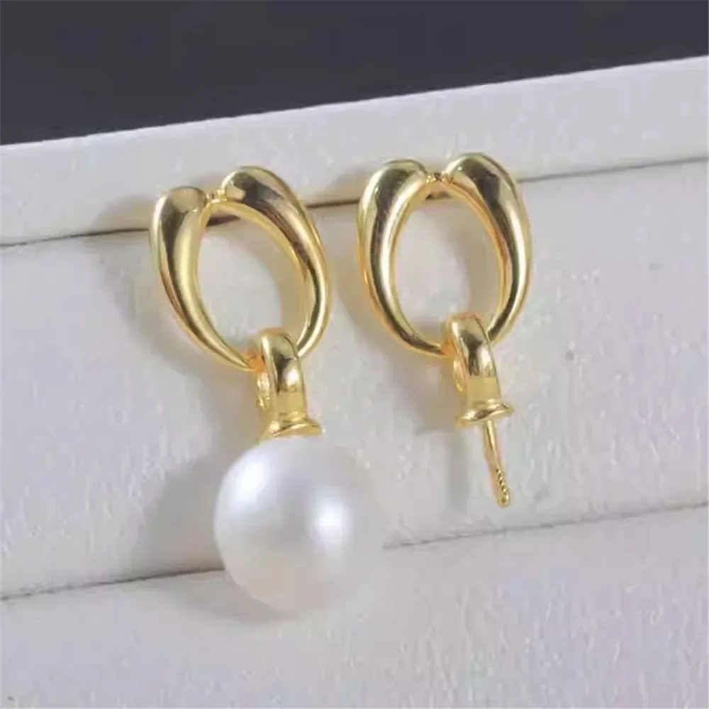 DIY Pearl Accessories New S925 Sterling Silver Fashion Temperament Smooth Earrings Empty Tray Exquisite Versatile Niche Design