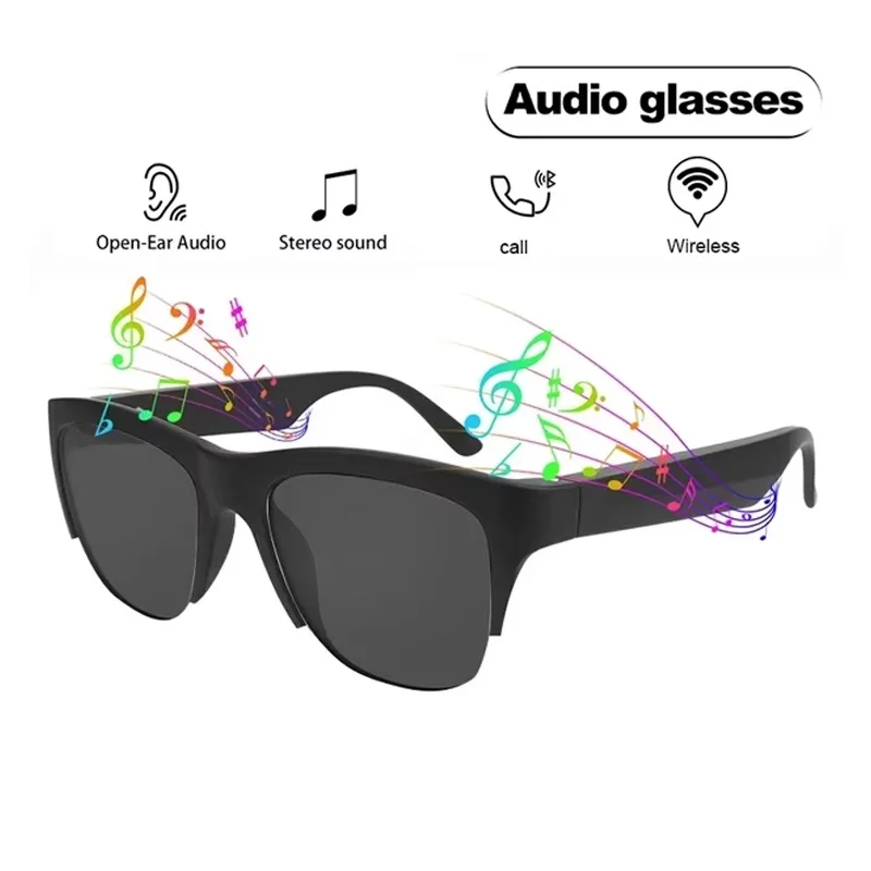 Touch Control Sunglasses Black Smart Bluetooth Audio Glasses Uv Smart Glasses Smart For Travel Beach Activities Outdoor Sports