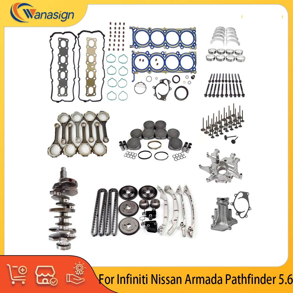 

Engine Part Rebuild Overhaul Crankshaft Pump Timing Chain Kit Fit 5.6 L V8 Gas For 04-09 Infiniti Nissan Armada Pathfinder 5.6L