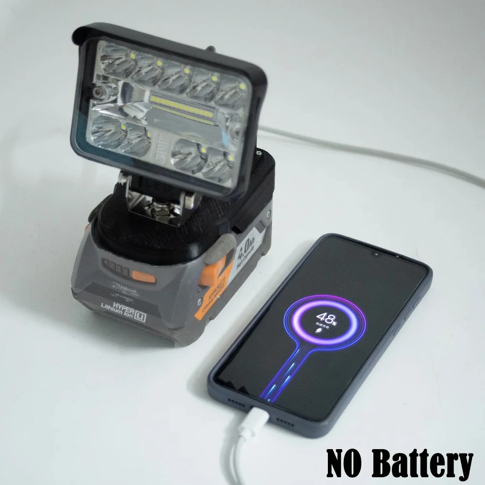 Luz de Trabalho Led sem Fio para Bateria de Lítio Ridgid Aeg 18v com Luz de Acampamento Interna e Externa Portátil Usb sem Bateria