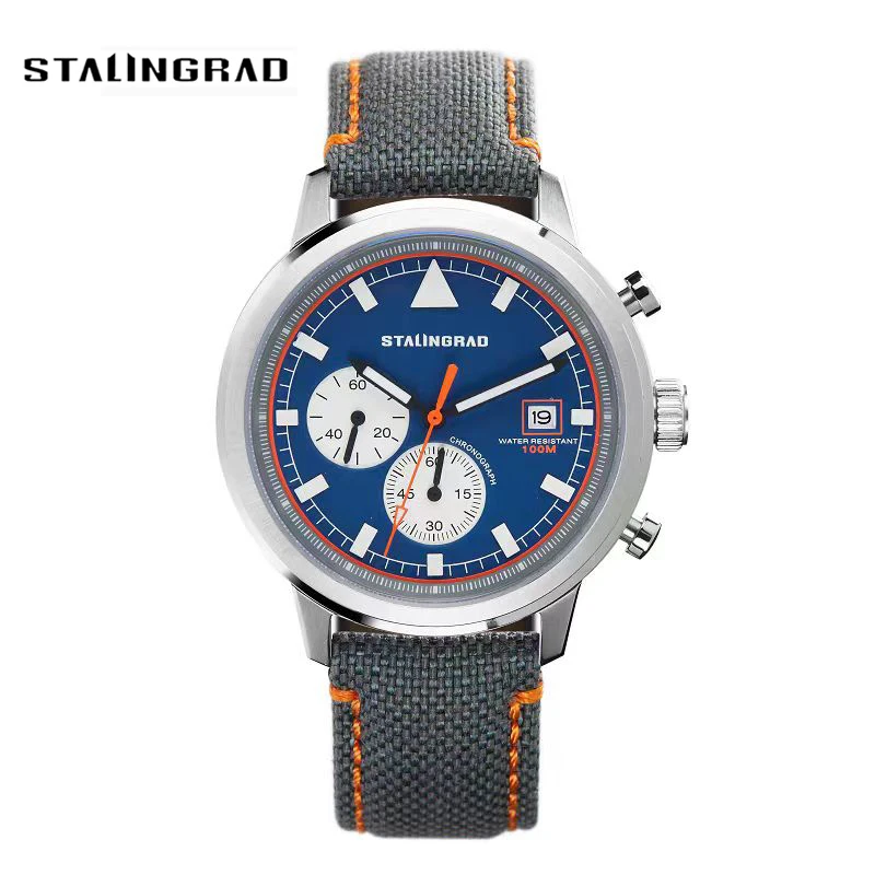 Stalingrad New 42mm Luxury Men Dress Watch Epson YM95 Quartz with C3 Swiss Luminous Markers 10Bar