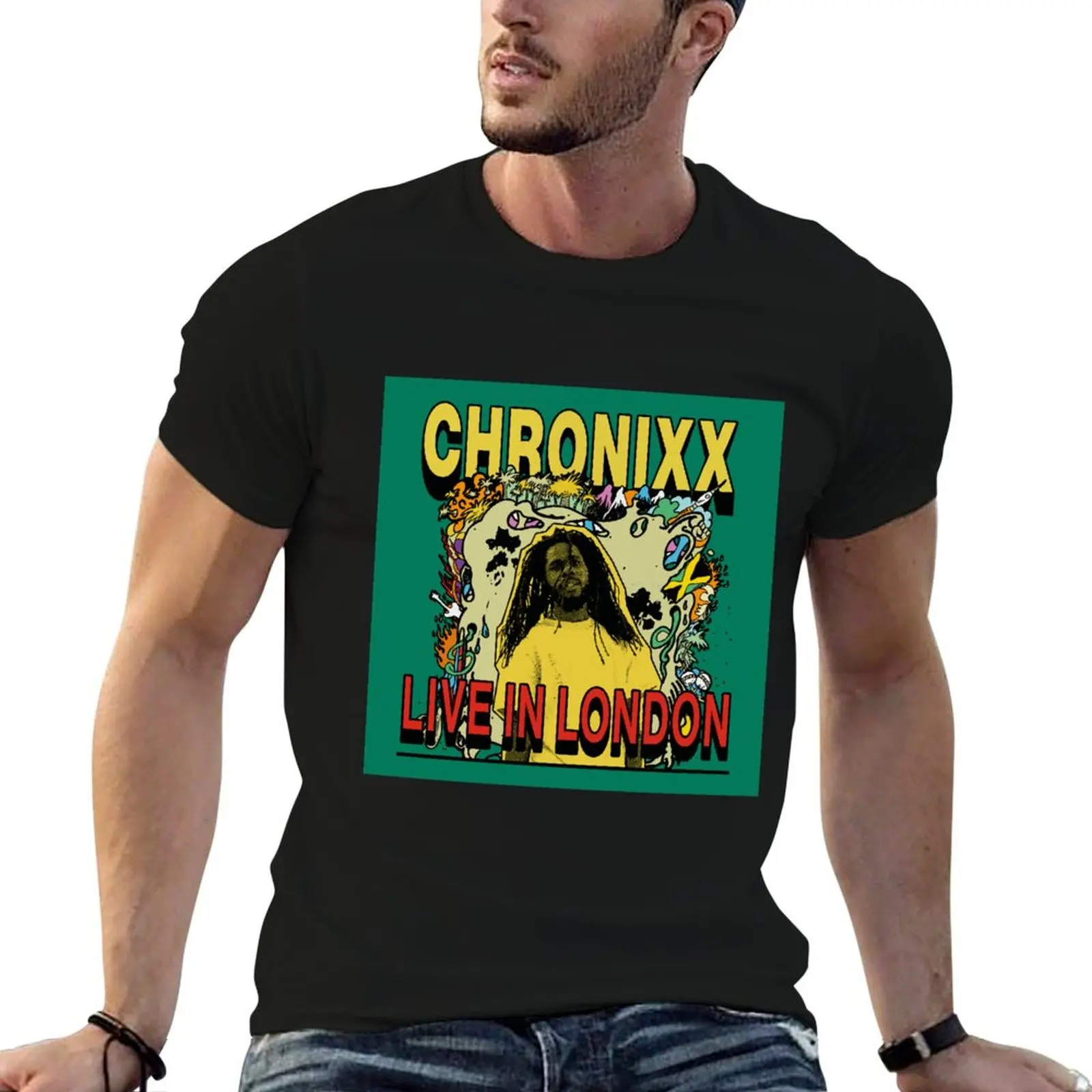 

London Sticker cotton In man graphic shirt t t shirts Live Chronixx mens T-Shirt