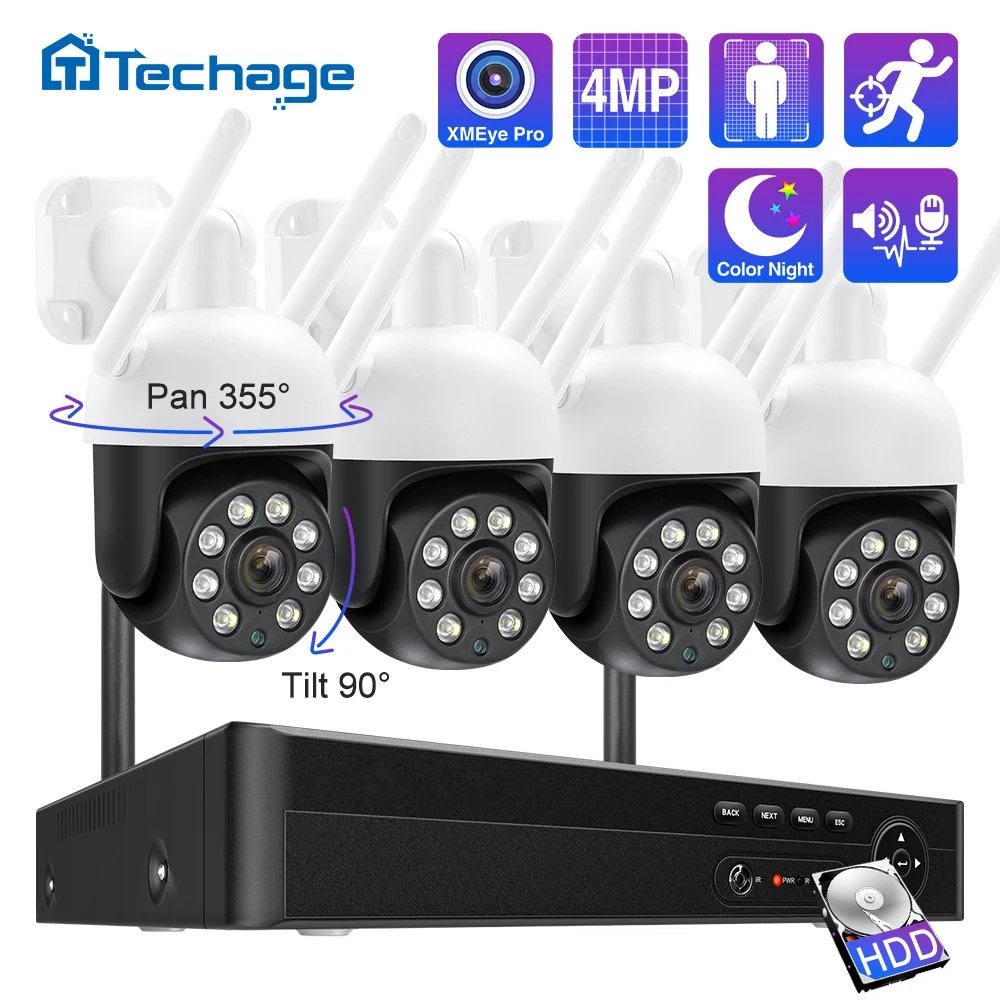 

Techage 4MP H.265 2K 8CH PTZ WiFi Camera System Human Detect CCTV Video Smart Home Surveillance Cameras Security Monitor Set