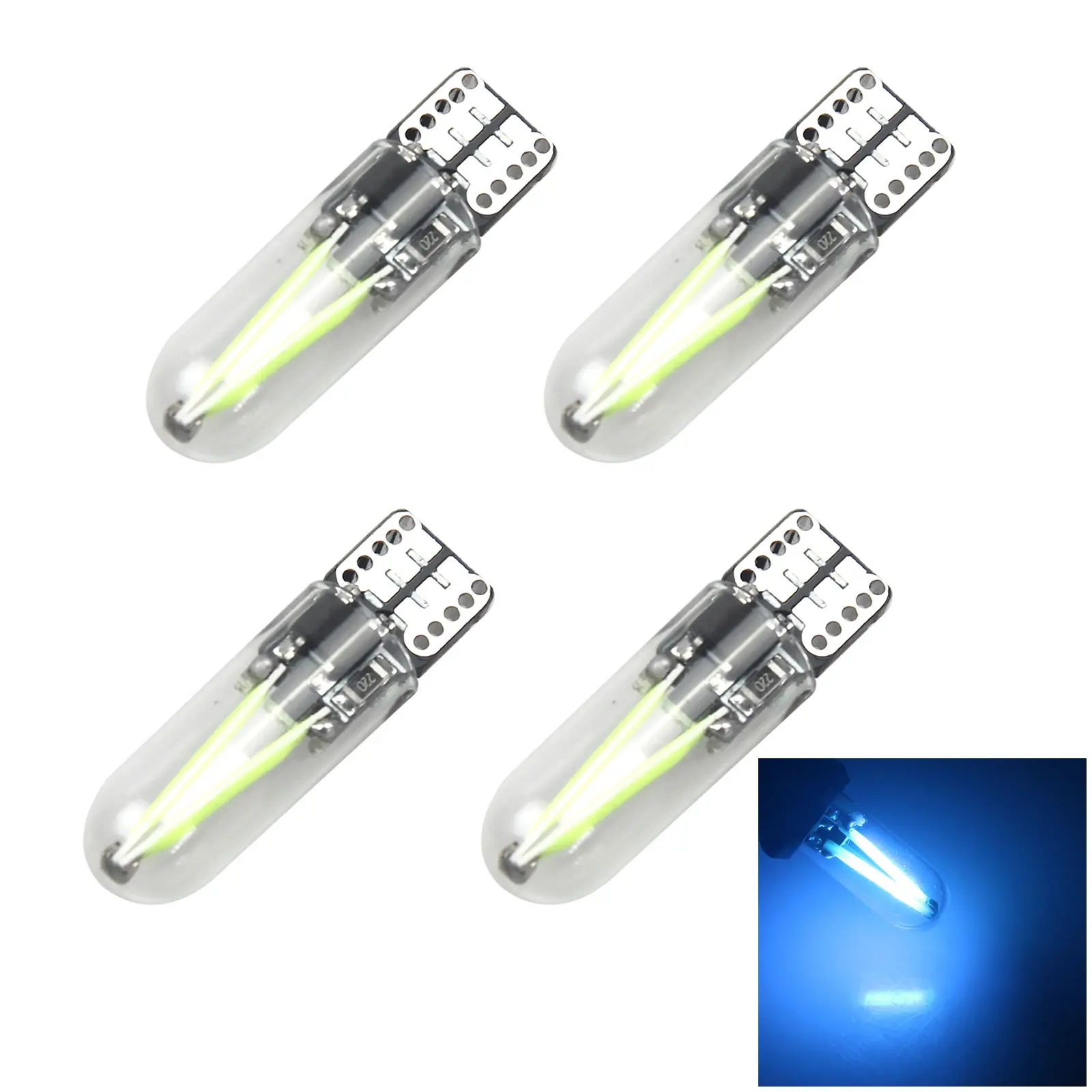 4x Ice Blue Car T10 W5W Generation Bulb Interior Light No Polar Glass Cover 1 LED 280 285 447 Z2741