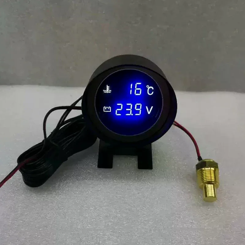 

2 In 1 12V 24V Round Led Digital Car Truck Water Temp Gauge Temperature Sensor Temperatura Moto + Voltmeter Voltage Meter