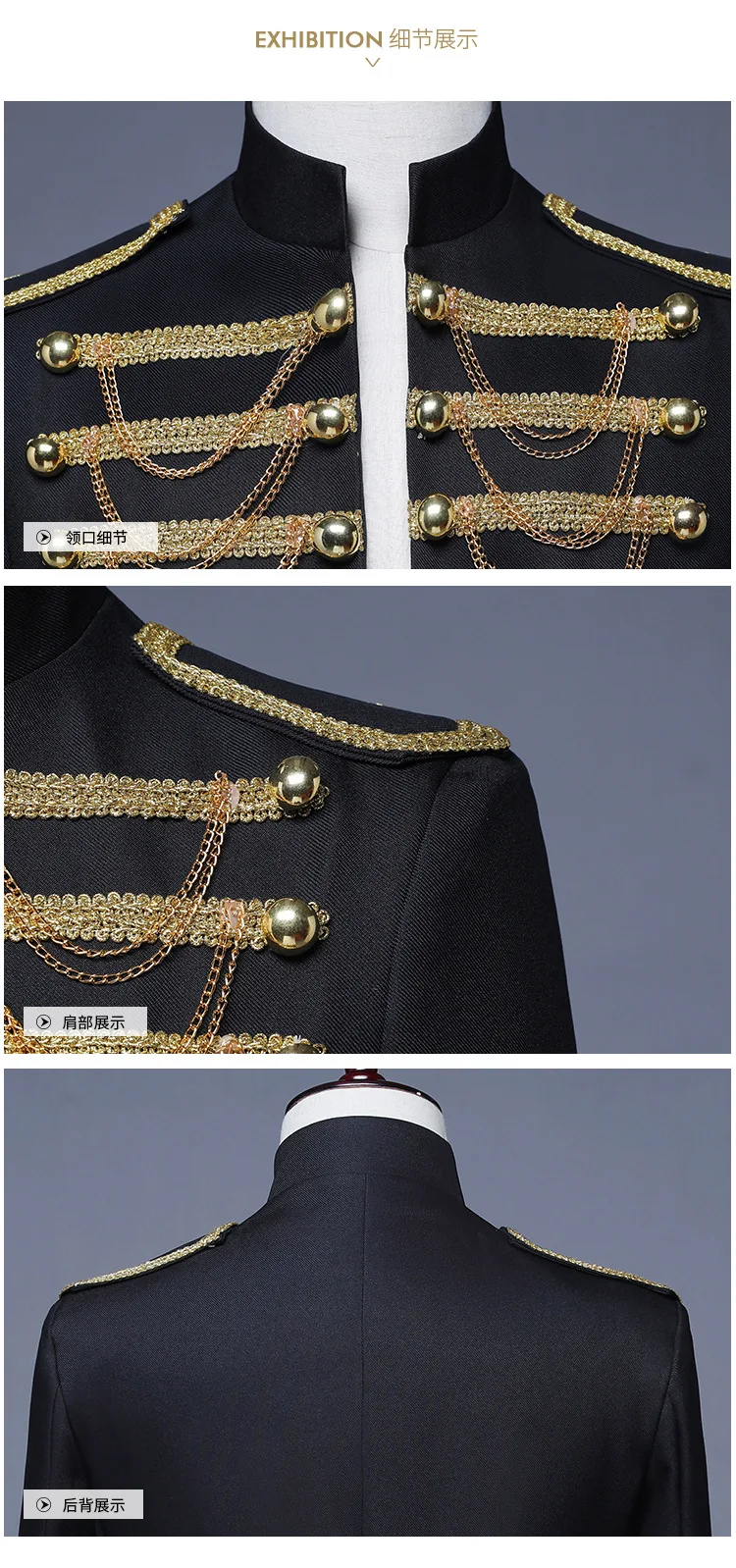 Black Red Metal Chain Men's Jacket Michael Jackson Performance Clothes Nightclub DJ Singer Dance Stage Bar Show Clothing XS-5XL