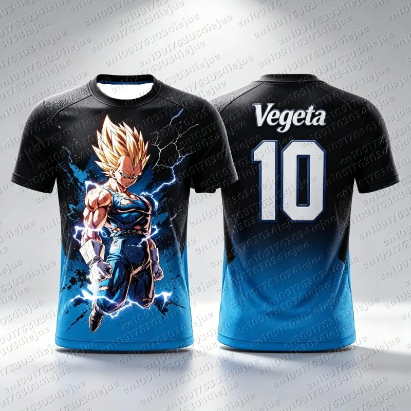 Dragon Ball Vegeta Super Saiyan Jersey T-shirt 3D Print Anime Tee Sportswear Men Women Fans Streetwear Family Matching Outfits