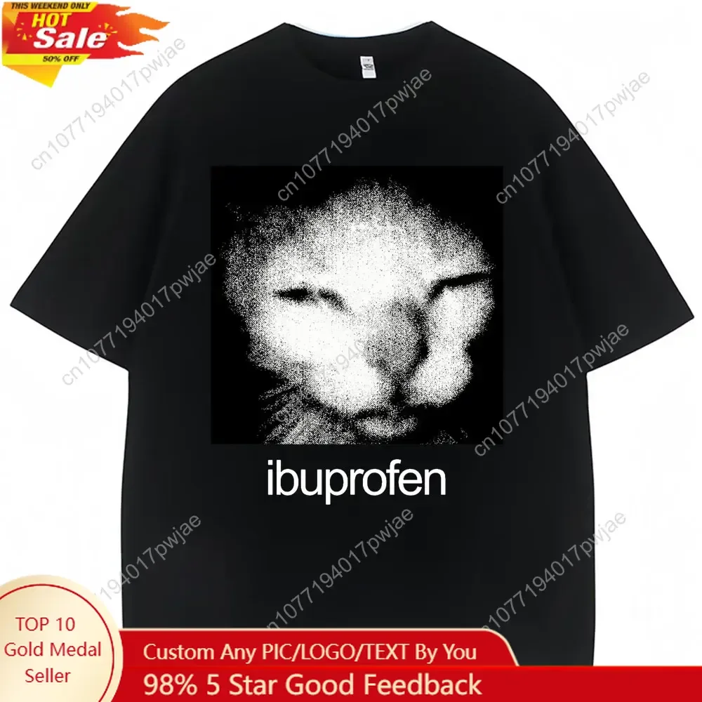 

Vintage Funny Ibuprofen Cat Meme Graphic T Shirt Men Women Humor Fashion T Shirts Oversized Casual Streetwear T-shirts