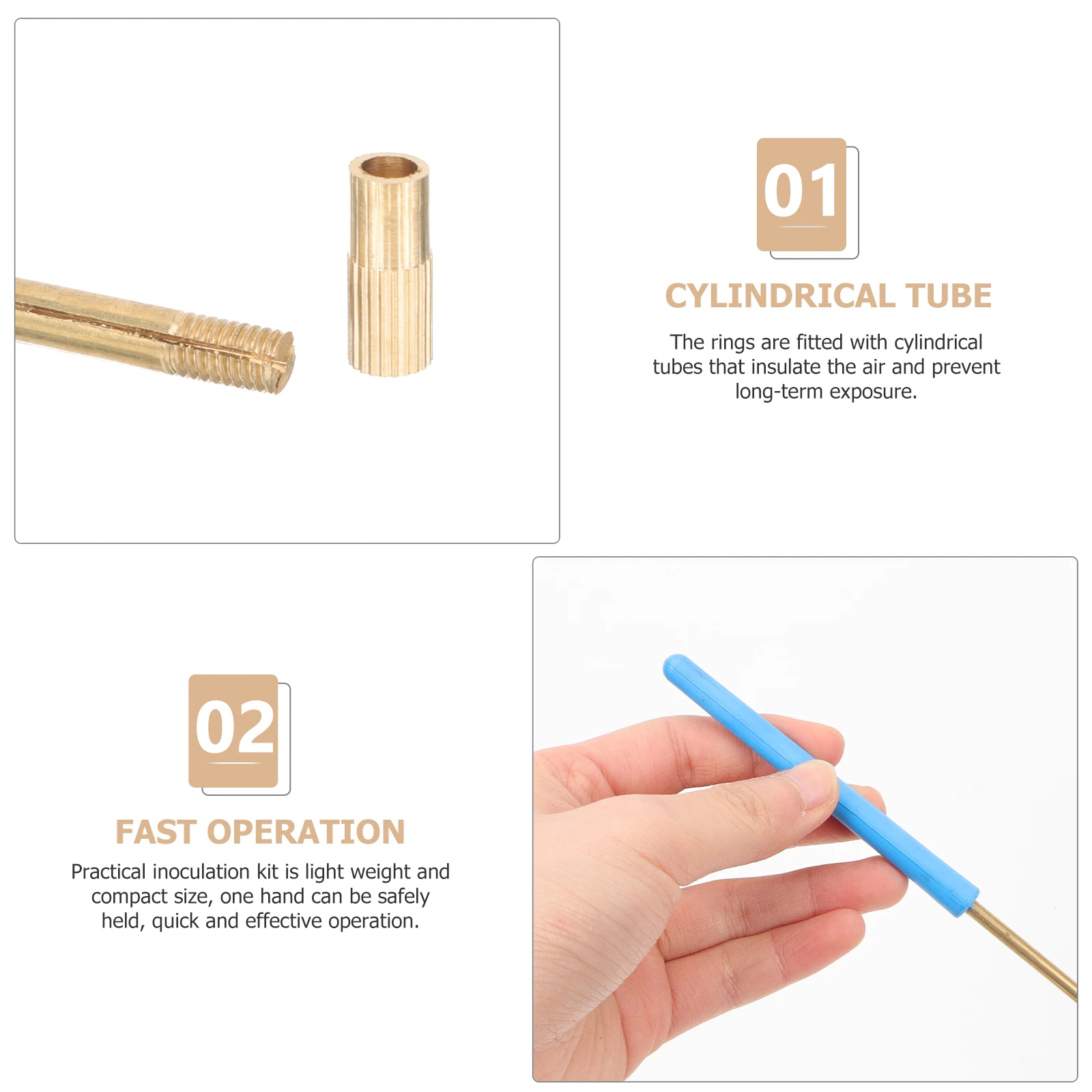 1 Set Microbiology Inoculation Rod Kit Copper Loops Lab Tools Reusable Lightweight Portable For Science Laboratory Classroom