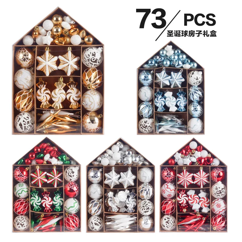 73pcs Special-shaped Christmas Ball Ornaments Colorful Christmas Tree Party Decoration New Year Christmas Spheres Pendant 2024