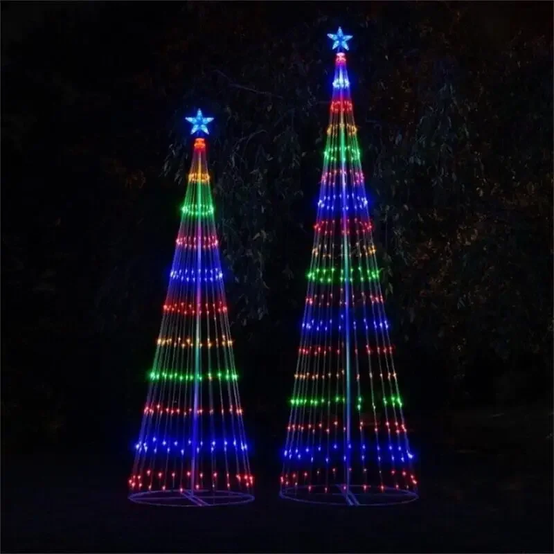 LED Christmas Tree Lightshow String Waterfall Star Lights Outdoor Colourful Multicolor For Garden Yards Wedding Party EU Plug