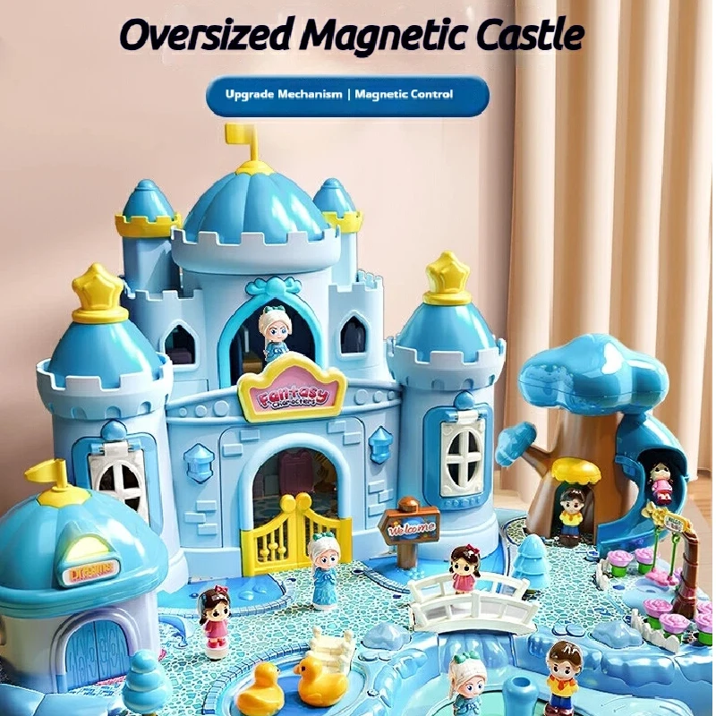 Magnetic Control Magic Princess Castle House Toy Set - Building Girl Toy, Moveable Princess Castle Garden Doll House