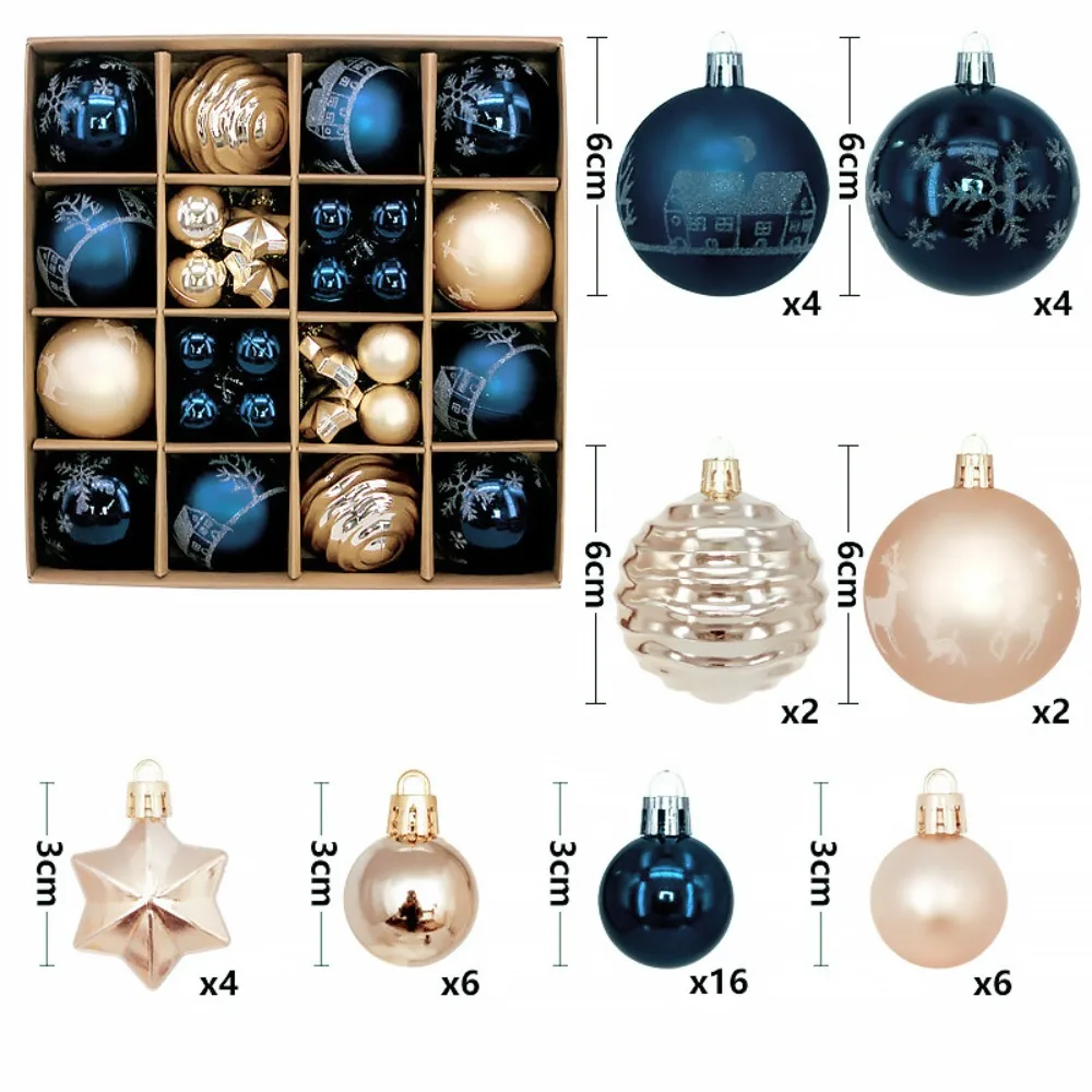

44PCS High-quality Plastic Christmas Ball Set 3-6cm 20 Colors Christmas Tree Balls Suspensable Xmas Baubles Scene Supplies