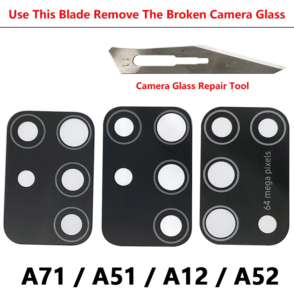 2Pcs Camera Glass Lens For Samsung A01 A11 A21 A21S A31 A41 A51 A71 A12 A31S A42 A32 A52 A72 Back Camera Lens Replacement Tools