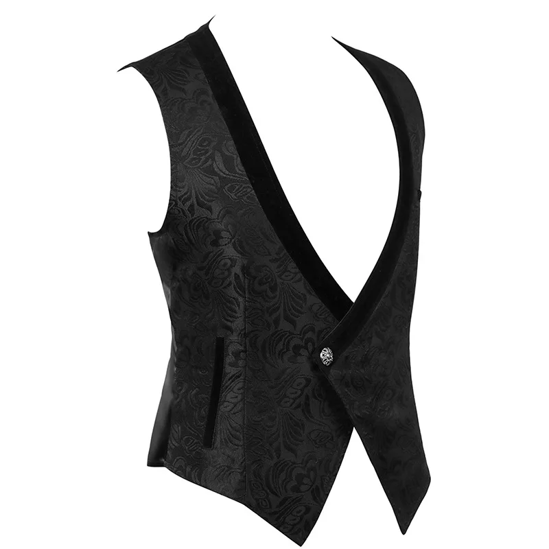 Men Gothic Vest Medieval Renaissance Short Halloween Costume V-neck Retro Cosplay Stage Waistcoat Party Victorian Cloth