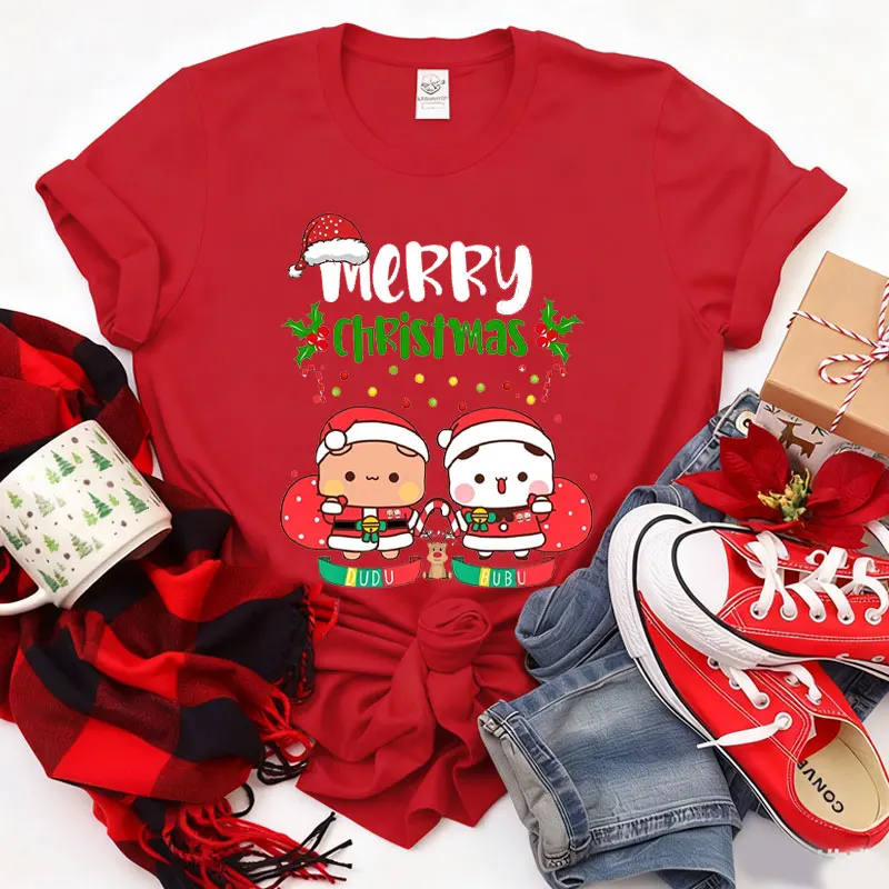 Feliz Navidad camisetas con dibujos animados de Bubu Dudu fiesta popular camiseta neutral