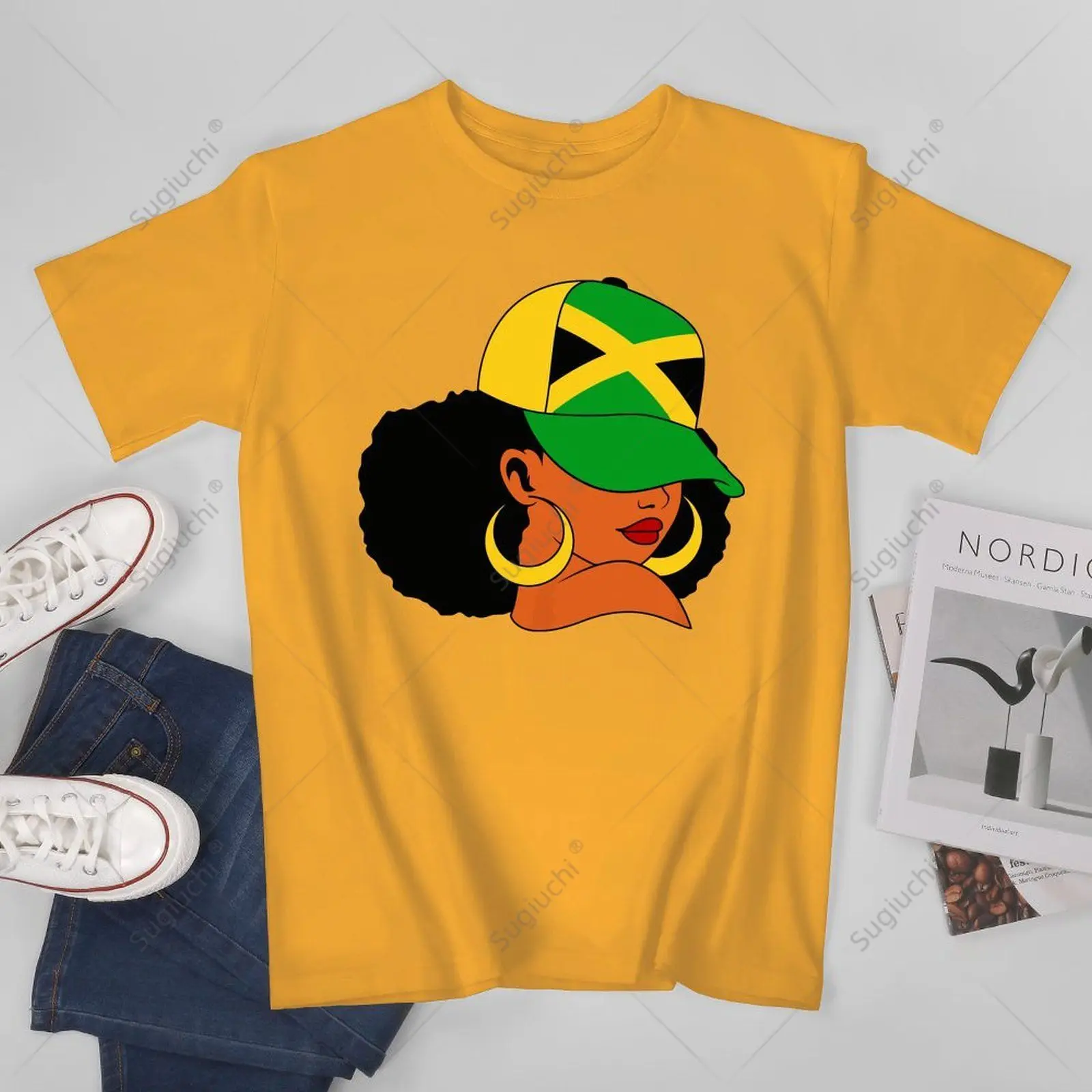 Unisex Men Afro Patriotic Jamaica Flag Jamaica Girls Rock Jamaica Tshirt Tees T Shirts Women Boys 100% Cotton T-Shirt