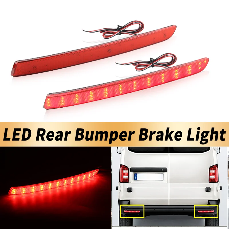 

2 шт. красный светодиодный отражатель заднего бампера, стоп-сигнал, противотуманная фара для VW T5 Transporter Multivan Caravelle 12-16, противотуманные фары, автомобильные аксессуары