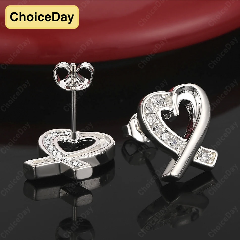 

ChoiceDay 925 Sterling Silver Exquisite Heart Shaped Zirconia Earrings for Women Charm Wedding Accessories Gift Jewelry