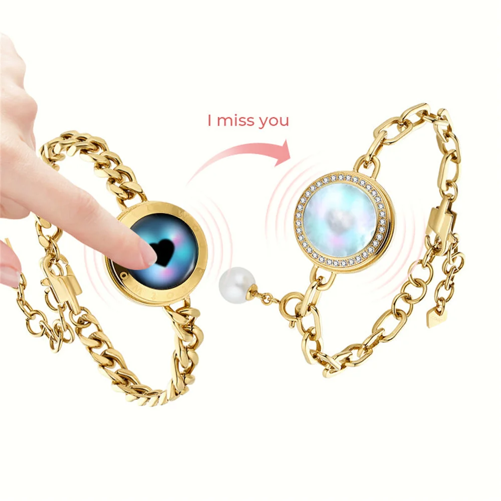 TOTWOO Touch Bracelets for Couples, Vibration & Light up for Love Couples Long Distance Relationship Gifts for Girlfriend