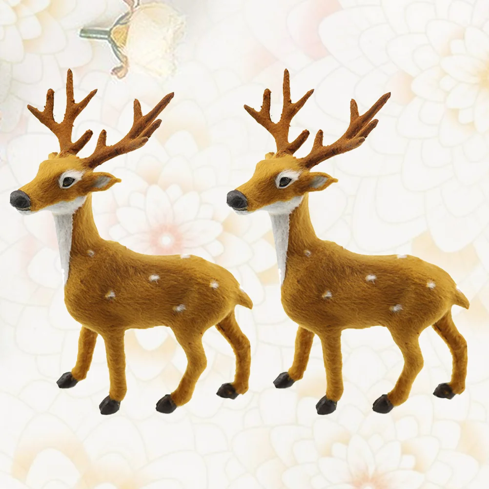 

2Pcs Christmas Elk Ornaments Lifelike Sika Deer Desktop Decorations for Home Cafe Xmas Party Festival Christmas Elk Ornament