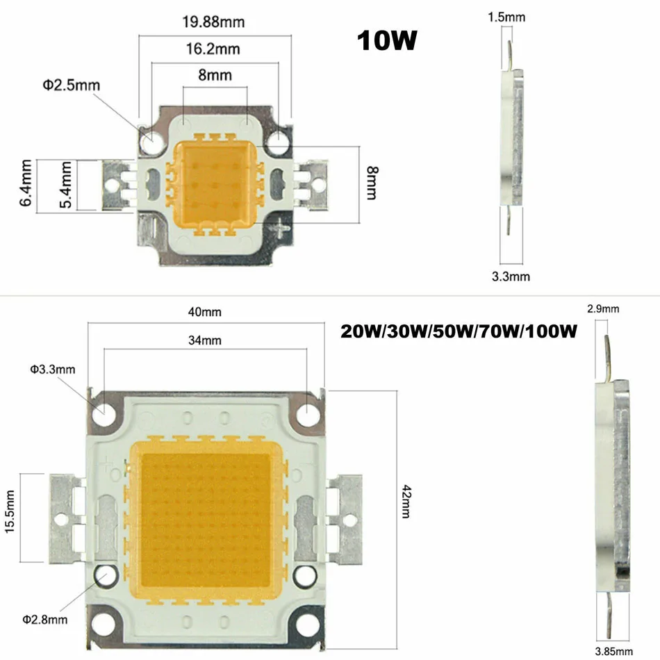 3W 5W 10W 20W 30W 50W 100W LED Yellow 100 Watt 1600-2000K 590nm LED COB Chip SMD DIY Super Bright Light Lamp Bulbs