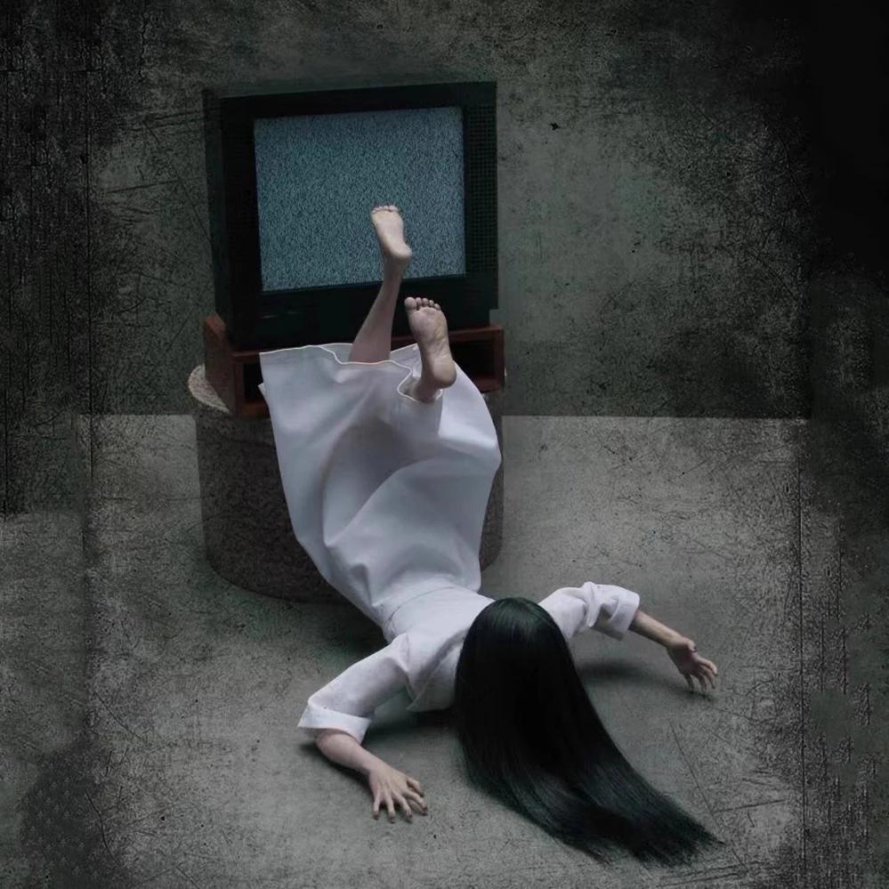 Novo estoque yantoys jr08 1/6 escala colecionável clássico filme de terror miss sadako cabelo longo feminino chumbo 12in figura de ação brinquedos