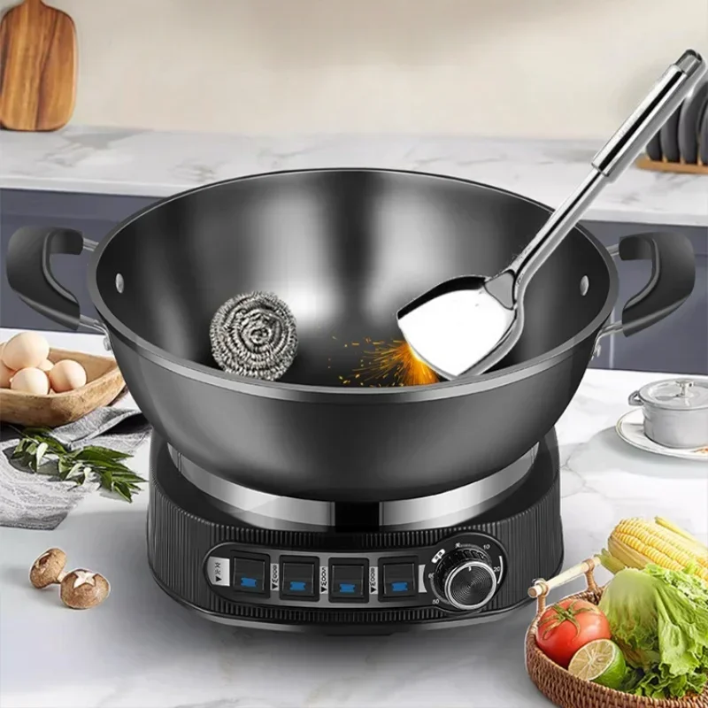 

Cast Iron Uncoated Electric Wok Non-stick Pot Steamer 32/34/36/38cm Electric Steamer Cooker Multifunctional Hotpot Multicooker