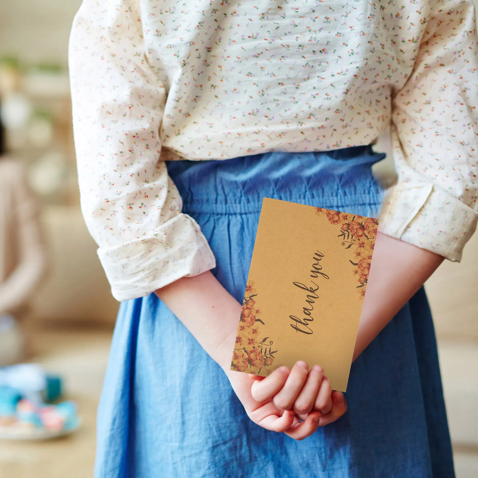 

10 Pcs Thank You Cards Kraft Paper Elegant Memo Vintage Design Multi Use Simple Gift Card Christmas Birthday Graduation