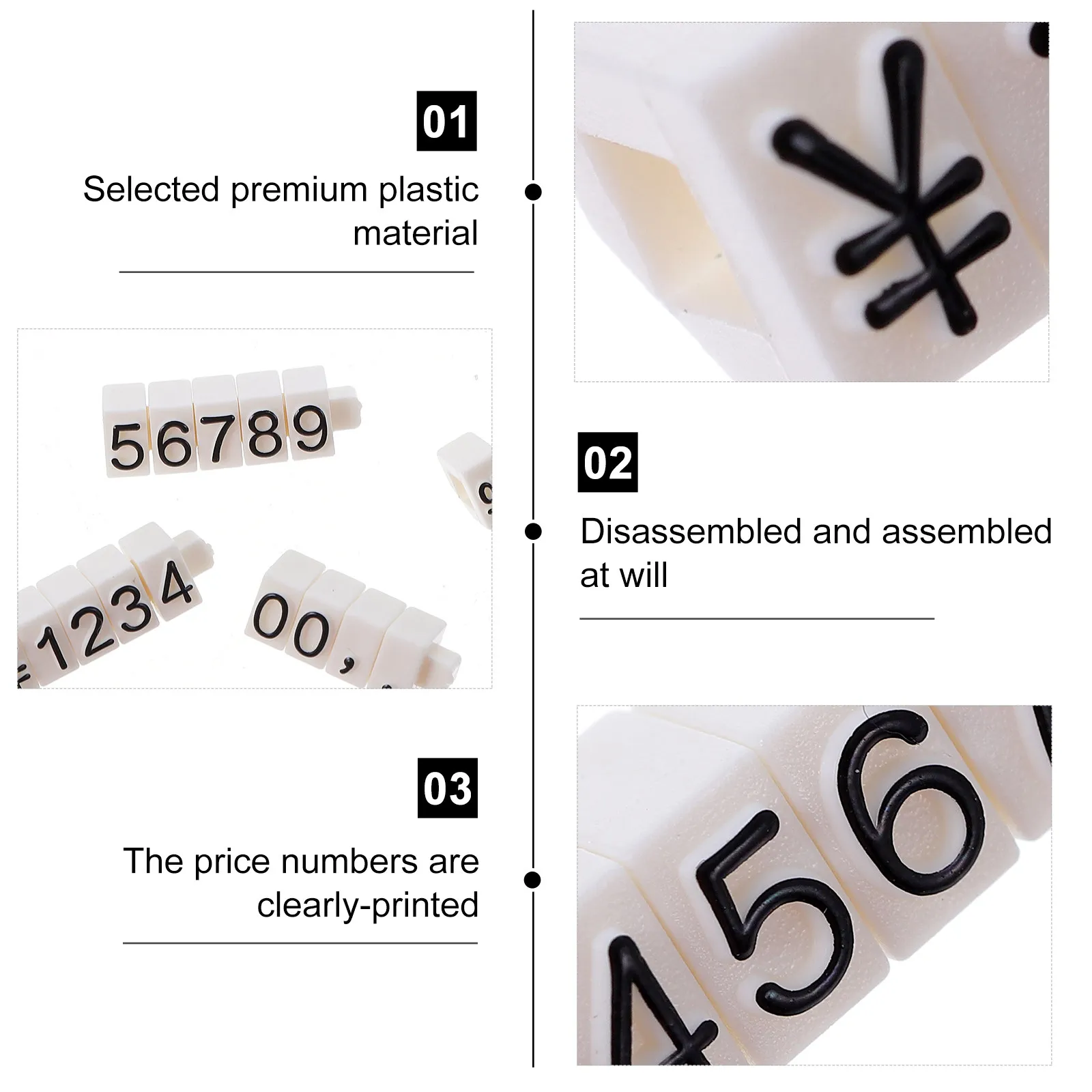 10Pcs Fashionable Stereoscopic Number Price Tags Premium Plastic Lightweight Portable Reusable for Jewelry Stores Shopping Malls