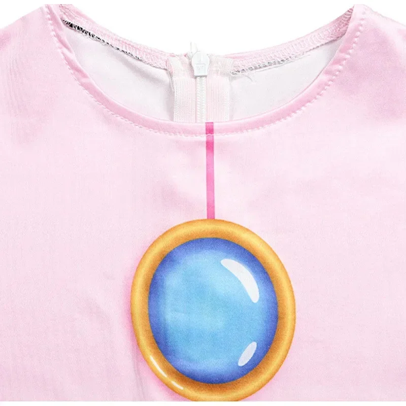 Girls Peach Princess Jumpsuit Costume Children Long Sleeve Bodysuit For Kids Halloween Cosplay Carnival Birthday Party Outfits