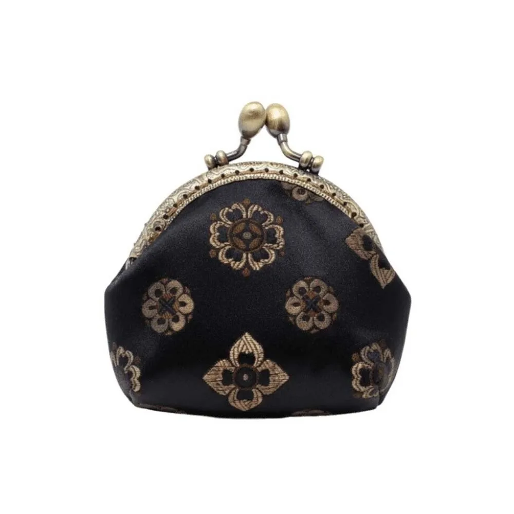 

Мини-кошелек-монетница с застежкой Kiss Lock, утолщенный, из полиэстера, с вышивкой в китайском стиле, портативный, маленький карманный мешочек