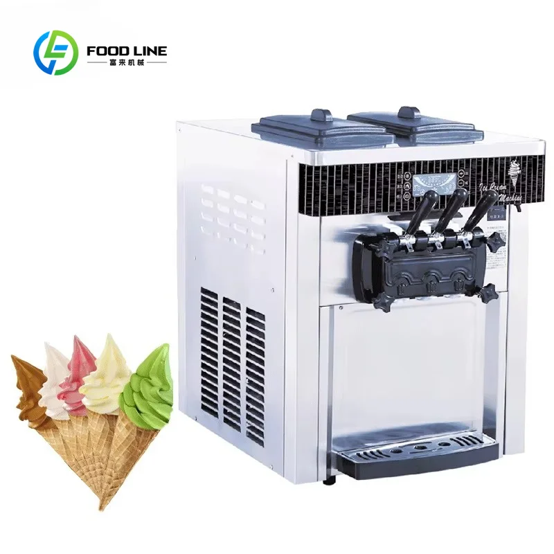 Customized Ice Cream Maker 20-28L/h 3 Flavors Commercial Automated Table Yogurt Making Soft Serve Ice Cream Machine for Business