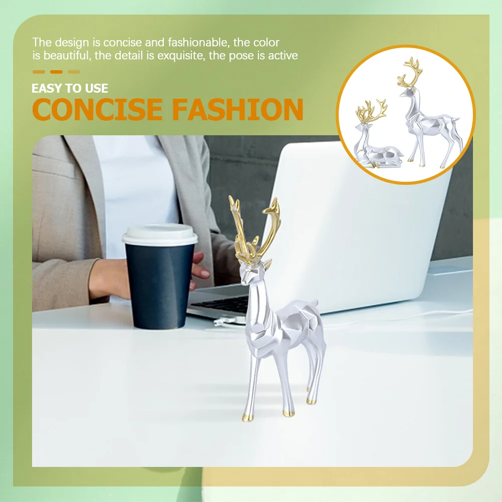 

2Pcs Resin Deer Decoration Unique Desktop Sculptures for Living Room Modern Reindeer Ornaments Christmas Table Centerpieces