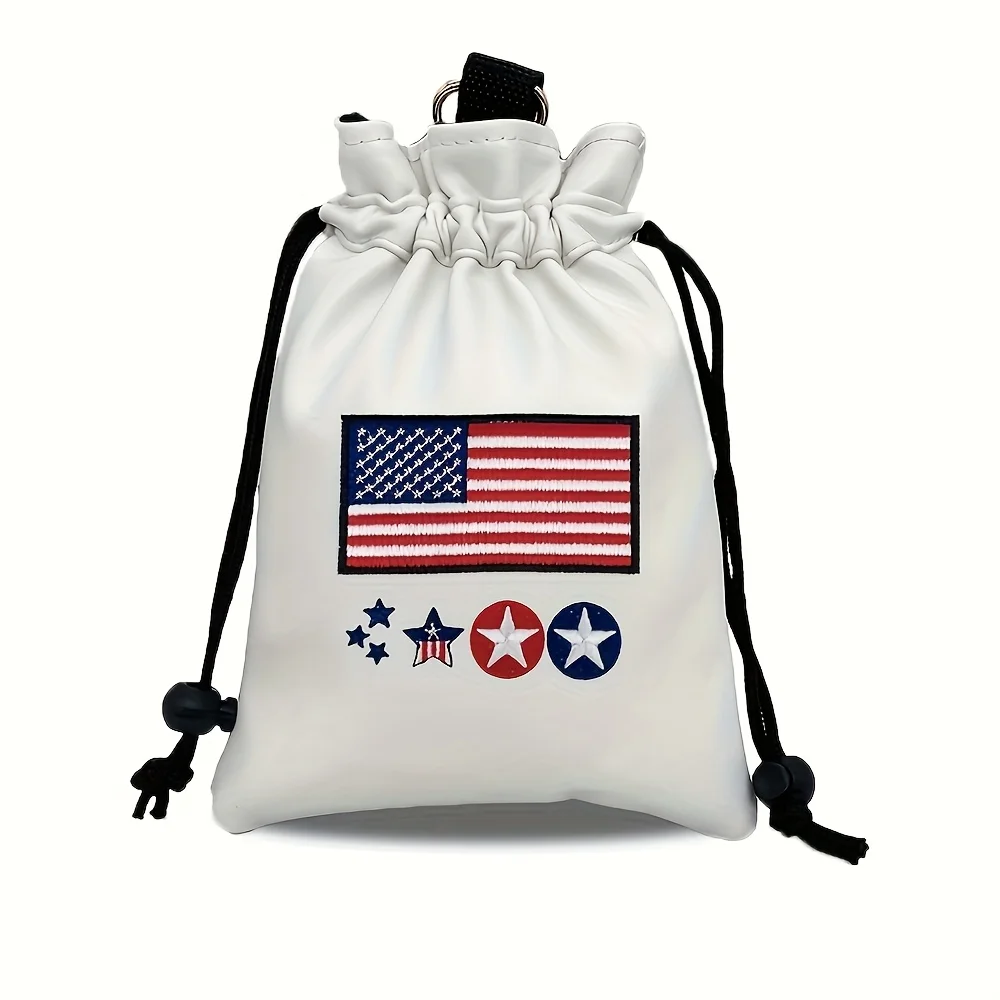 Flag Style Golf Ball Holder Bag - Portable, Drawstring Closure, Ideal for Men & Women, Perfect Gift for Golfers