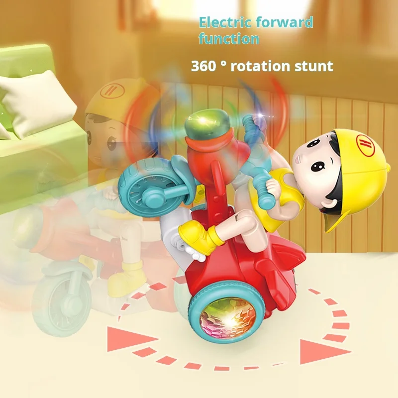 360 °   소년 소녀를 위한 회전하는 빛 음악 스턴트 자동차, 자동 변형 장애물 회피 장난감 자동차, 완벽한 크리스마스 선물