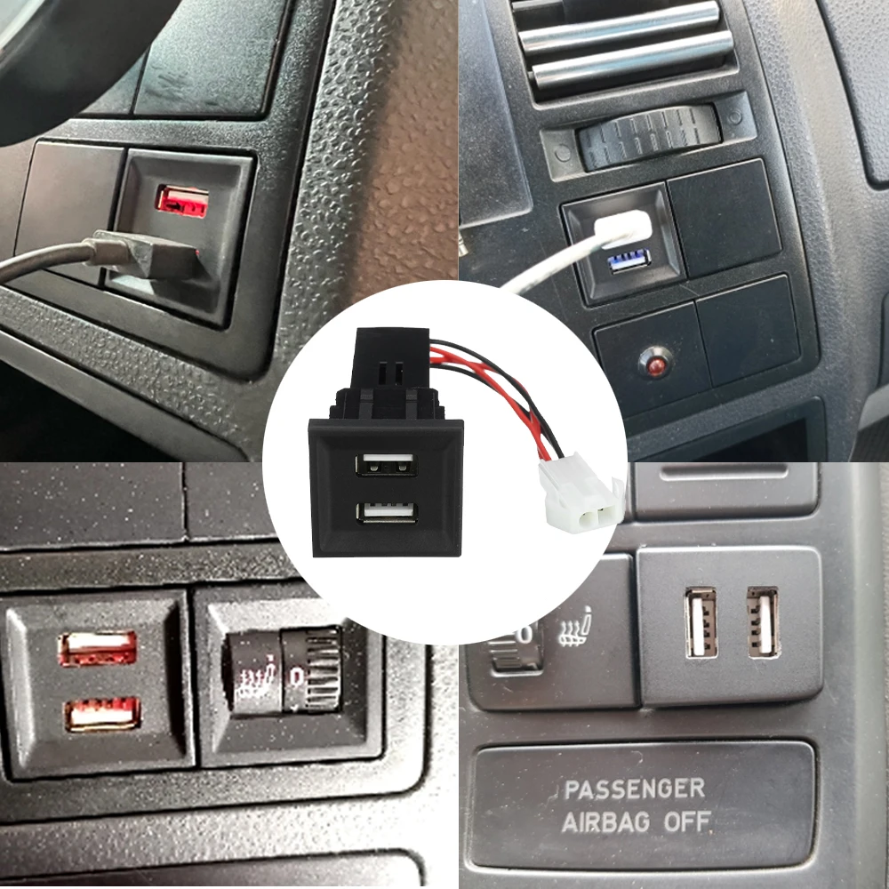 Car USB Charger Dual Socket For Volkswagen Voor VW T5 Transporter 2003-2009 USB Interfaces Connector Auto Charging Parts