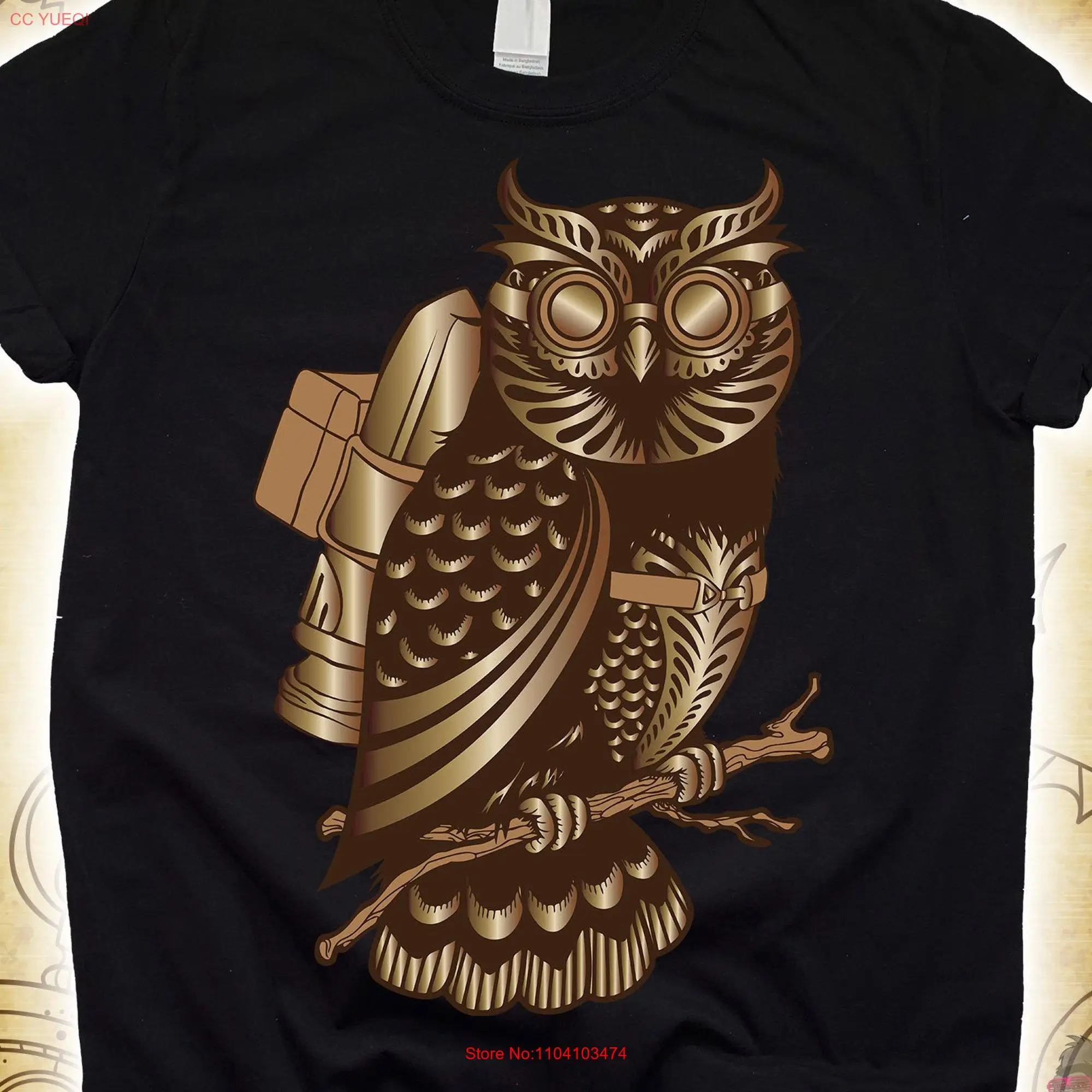 Vintage Owl Steampunk T Shirt for Kids Sci Fit Steam punk Art Drawings Aesthetic Fantasy Victorian Era