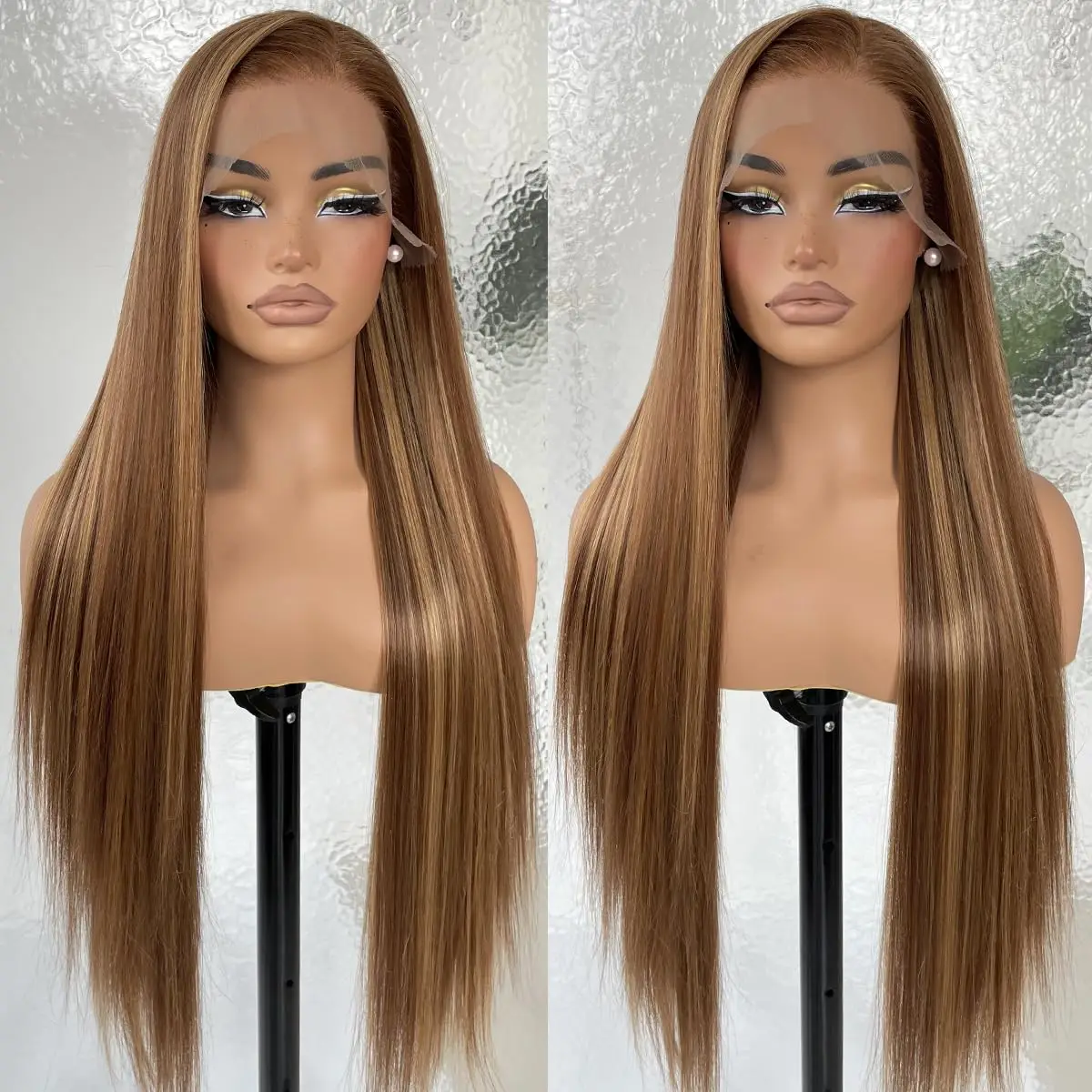 

P4/27 Honey Blonde 13x6 Lace Frontal Wig Bone Straight Highlight Human Hair 40 30 Inch Ombre Brown Colored Wig Brazilian Hair