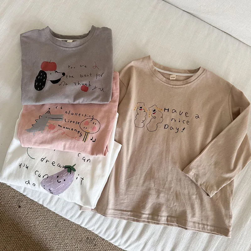 

MILANCEL New Summer Kids Cute Shirt Printing Bear Girls Tee Baby Doll Collar T-shirt Children Plaid Shorts