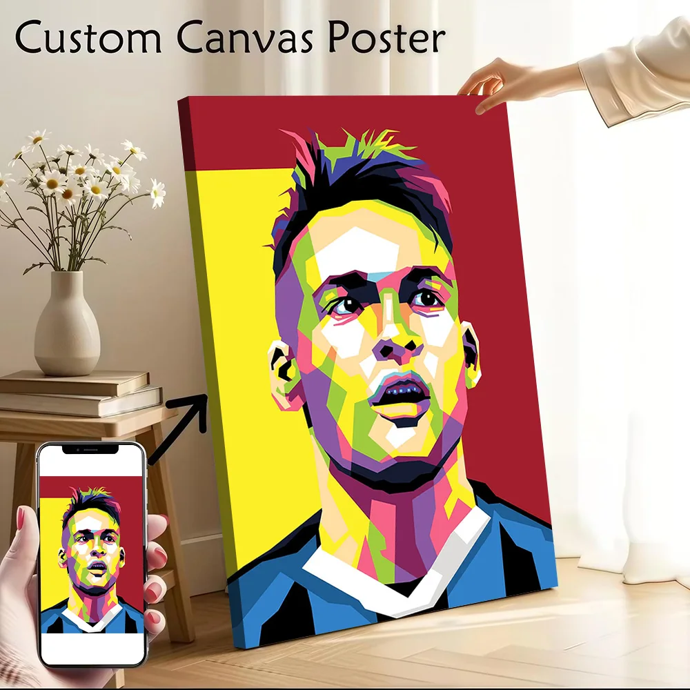 Lau Martines Football Poster Canvas Wall Art Personalized Print Modern Painting Perfect Gift for Living Room Decorations Bedroom