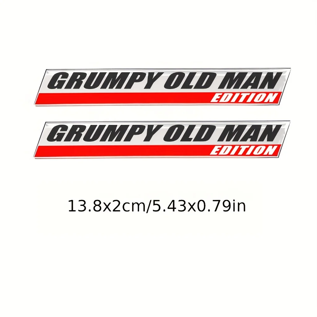 2pcs Grumpy Old Man Edition 3D Emblem Sticker Badge Fender Funny Decals Car Replacement Door Decoration for Universal Vehicle SU