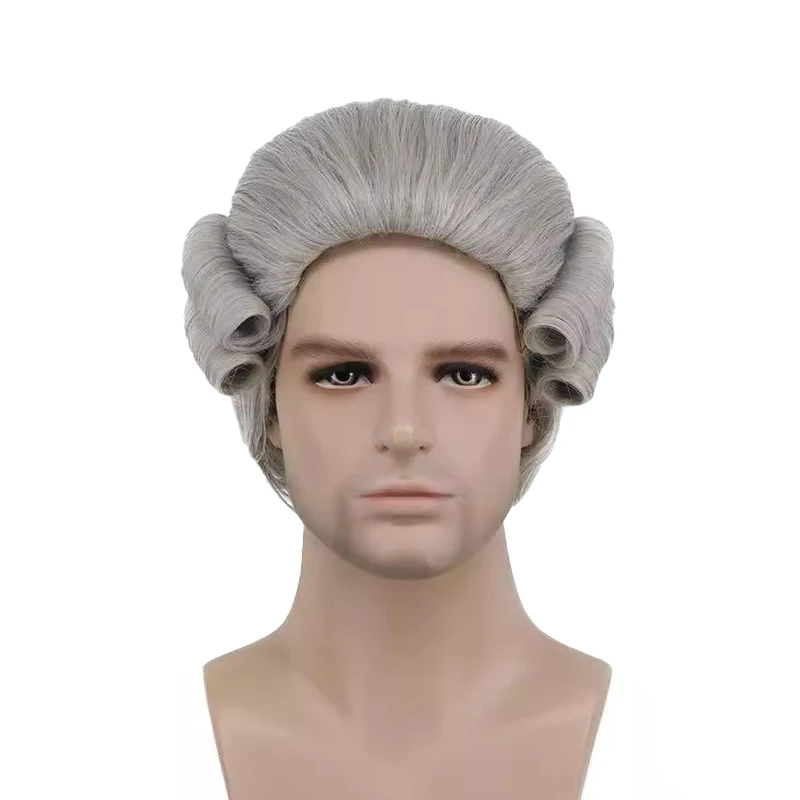 مناسبة للهالوين: رمادي، أبيض، بيج، أسود، محامي، قاضي، باروكي، تاريخي فاخر، كوسبلاي صناعي، شعر مستعار مجعد