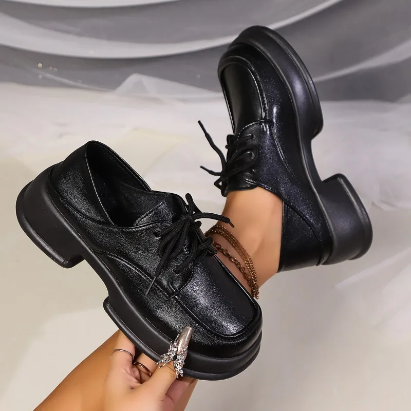 2024 spring autumn New Style Vintage Casual Shoes Women's Preppy Thick Sole Loafers Versatile Single Shoes Comfortable Fit