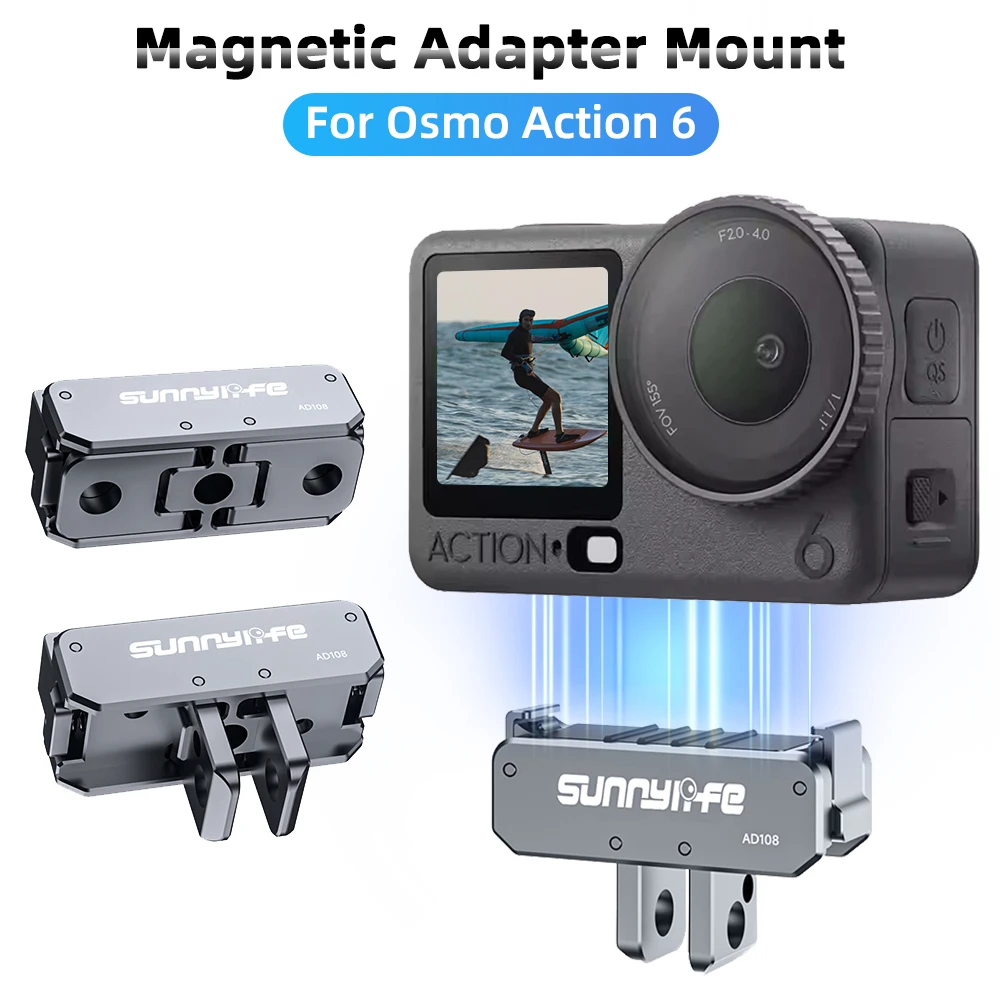 

Magnetic Adapter Mount for DJI Osmo Action 6, Foldable Quick Release Mount Base Tripod Adapter Mount Expansion Accessories