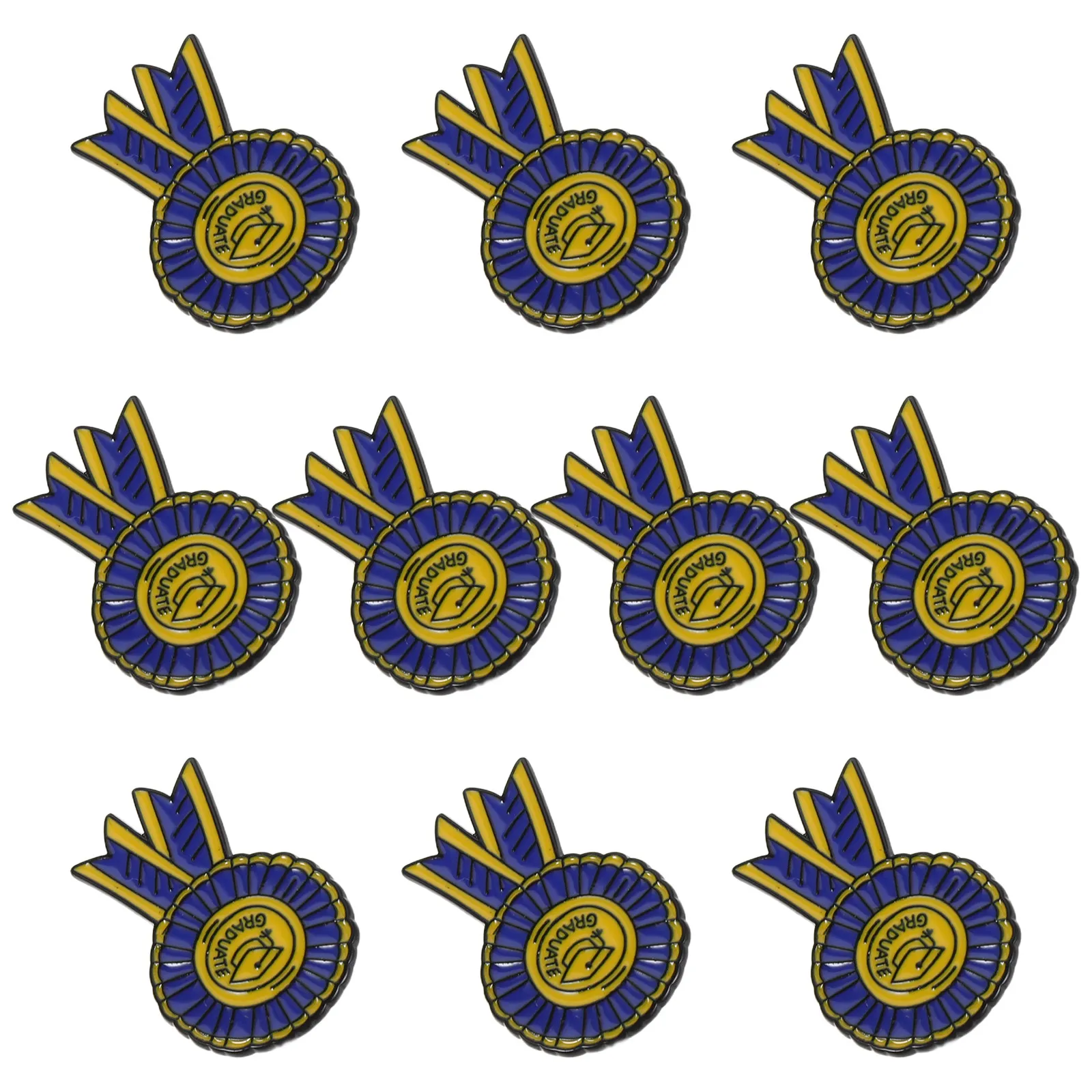 10Pcs Graduation Lapel Pin School Prize Badge Alloy Rosette Brooch Student Award Medal Ceremony Party Favor Souvenir