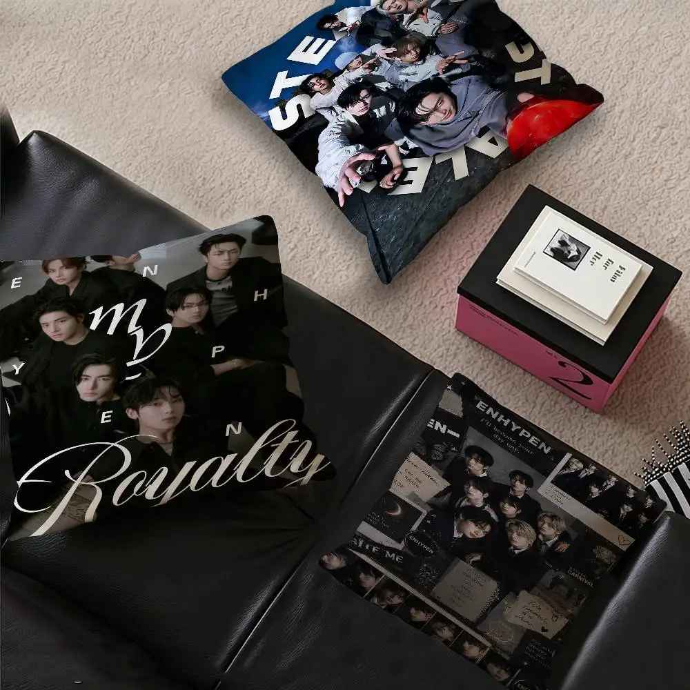 Korea Boy Band E-ENHYPENES Personalized Pillow Dust Cover Bedroom Kids Party Decoration Pillowcase Birthday Children Gift