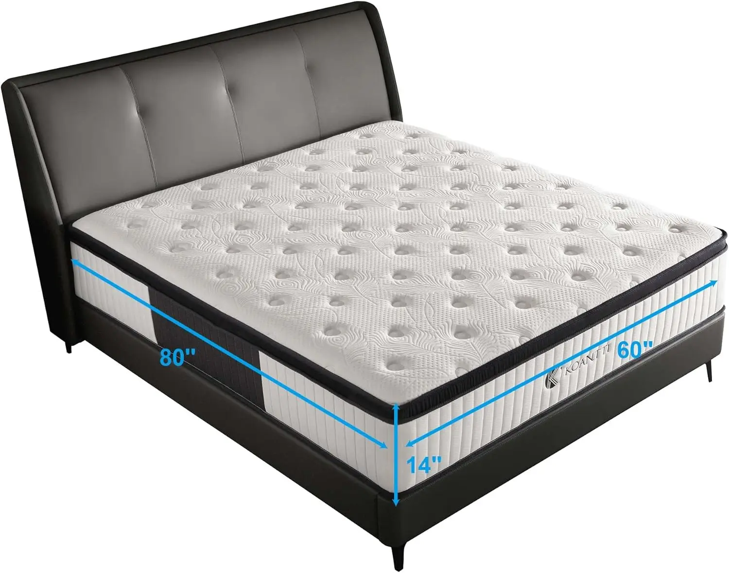 Matelas Queen Size de 14 pouces dans une boîte, matelas hybride blanc et noir en mousse à mémoire de forme, instituts de pression, moyen optimiste.