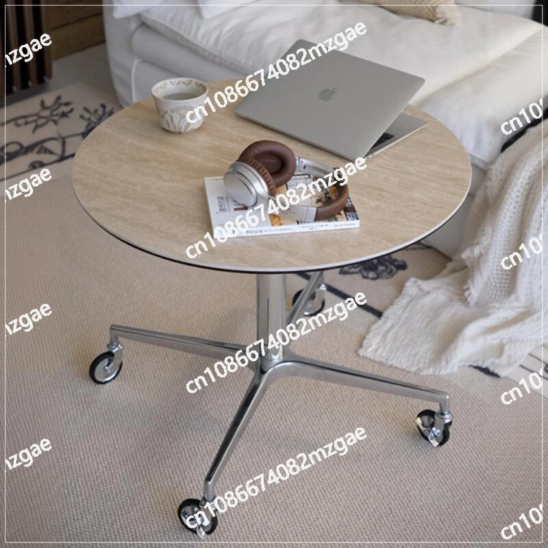 Rock Slab Coffee Table Small Apartment Accompanying Coffee Table Movable Lifting Multi-functional Small Round Table Desk